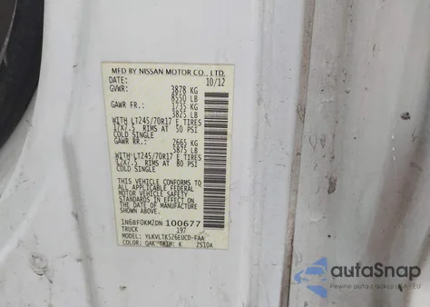 2013 Nissan Nv Cargo Nv1500 Sv V6 from USA, damaged, VIN 1N6BF0KM2DN100677
